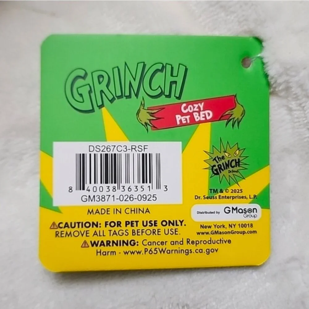The Grinch Dr. Seuss Cozy Christmas Pet Cat Dog Bed NWT Pink Multicolored 2025